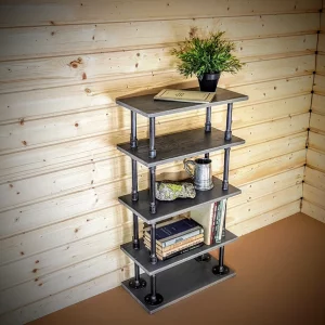 Biblioteca in stil industrial, Bredenbury, 50x100x20 cm, negru
