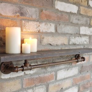 Raft de perete in stil industrial, Dundee, 60x12x20 cm, maro