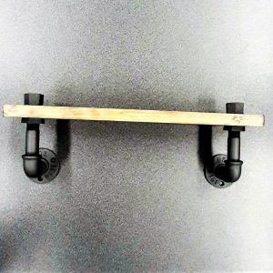 Raft de perete in stil industrial, Knockinglass, 40x15x20 cm, natur/negru