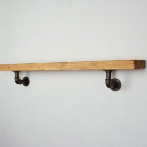 Raft de perete in stil industrial, Gloucester, 60x15x20 cm, negru/nuc