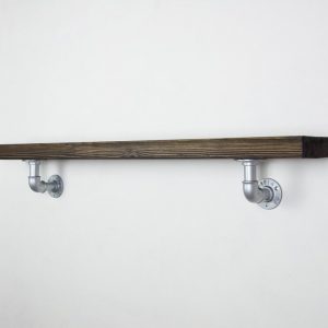 Raft de perete in stil industrial, Gloucester, 60x15x20 cm, argintiu/nuc