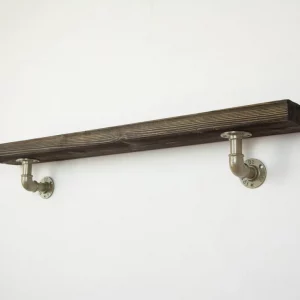 Raft de perete in stil industrial, Gloucester, 60x15x20 cm, gri deschis/nuc
