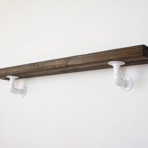 Raft de perete in stil industrial, Gloucester, 60x15x20 cm, alb/nuc