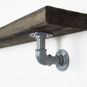 Raft de perete in stil industrial, Gloucester, 60x15x20 cm, gri/nuc