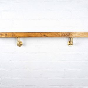 Raft de perete in stil industrial, Hatfield, 60x15x20 cm, auriu/nuc