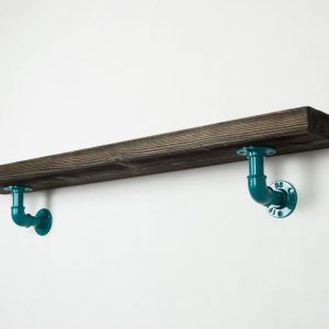 Raft de perete in stil industrial, Gloucester, 60x15x20 cm, bleu/nuc