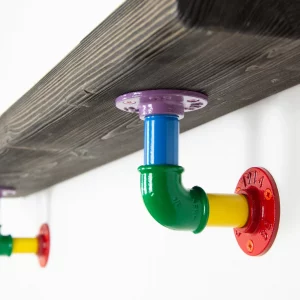 Raft de perete in stil industrial, Gloucester, 60x15x20 cm, multicolor