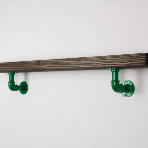 Raft de perete in stil industrial, Gloucester, 60x15x20 cm, verde/nuc