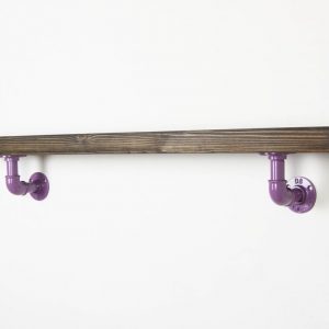 Raft de perete in stil industrial, Gloucester, 60x15x20 cm, violet/nuc
