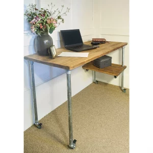Masa de birou in stil industrial, Kemnay, 120x70x60 cm, nuc/gri