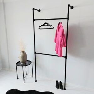 Cuier in stil industrial, Rayton, 80x170x30 cm, negru