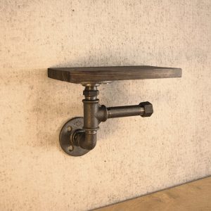 Suport hartie igienica in stil industrial, Hensall, 20x13x11.4 cm, alun/negru