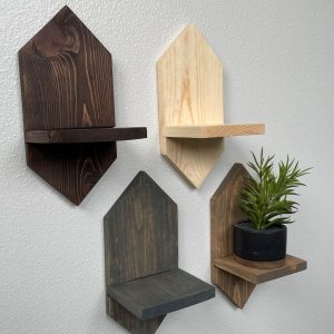 Set 4 rafturi de perete cu prindere ascunsa, Diamond Wood, 40 x 20 x 22 cm, natur, nuc, palisandru, wenge