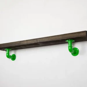 Raft de perete in stil industrial, Gloucester, 60x15x20 cm, verde deschis/nuc