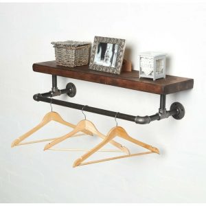 Raft de perete/cuier umerase, Bristol, 60x15x20 cm, nuc/negru