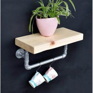 Raft de bucatarie in stil industrial, Derby, 30x15x20cm, natur/gri