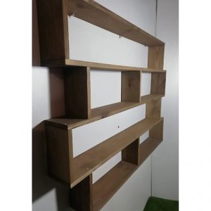 Raft de perete/ biblioteca pentru carti, Nancy, 100x80x11.4 cm, nuc