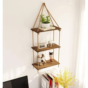 Raft de perete cu sfori, Linz, 40x90x20 cm, nuc