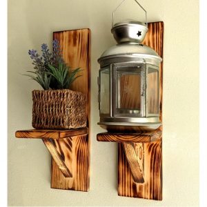 Set 2 rafturi/suport lumanari, Mainz, 11.4x30x11.4 cm, natur