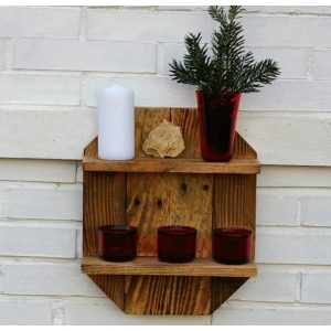 Raft de perete, suport pentru flori, Utrecht, 43x37.5x11.2 cm, nuc