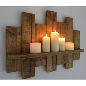 Raft de perete/ suport pentru lumanari, Auxerre, 40x60x11.2 cm, nuc