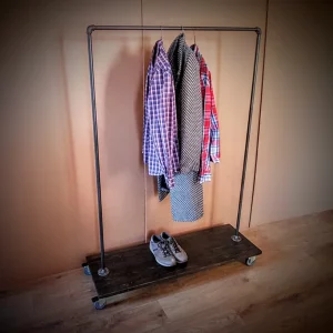 Cuier in stil industrial, Milano, 100x180x30cm, argintiu/nuc