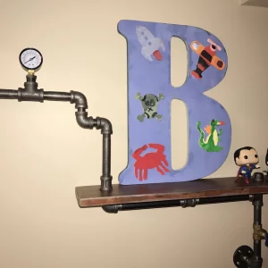 Raft de perete in stil industrial, Elverum, 80x40x20 cm, nuc/negru