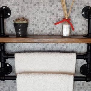 Portprosop baie in stil industrial, Atley Hill, 60X40X20 cm, negru/nuc