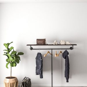 Cuier in stil industrial, Enmore, 120x150x30 cm, negru/nuc