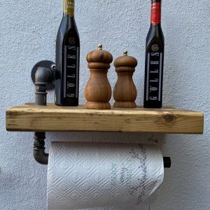 Raft de bucatarie in stil industrial, Nordskogbygda, 30x20x11.4cm, negru/nuc