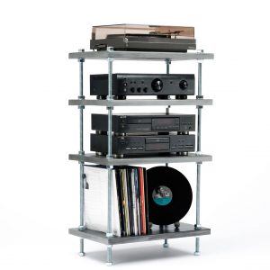 Consola in stil industrial, Adelaide, 50x120x30, argintiu/negru