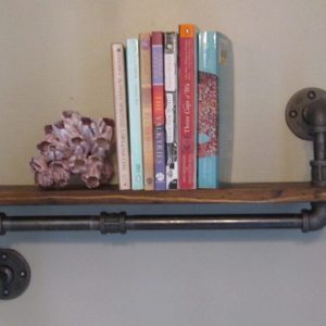 Raft de perete in stil industrial, Wiske, 30x20x11.4 cm, negru/nuc