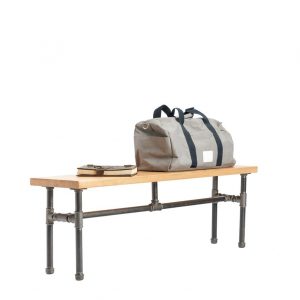 Bancuta intrare in stil industrail, Southampton, 120x40x30 cm, negru/nuc