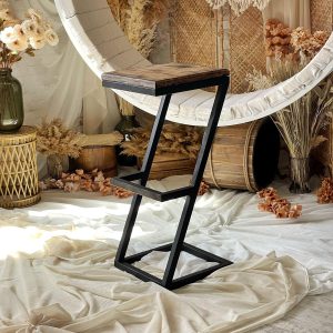 Scaun bar in stril industrial, Svalbard, 37x37x85 cm, negru/maro rustic