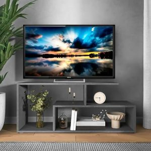 Comoda TV multifunctionala, Mini Oscar, Gri, 80 X 39 X 30 cm