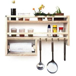 Raft de perete pentru bucatarie, Sardinia, 60x40x9.4 cm, lemn masiv, pin