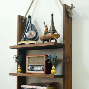 Raft de perete cu sfoara, Denver, 40x50x20 cm, palisandru